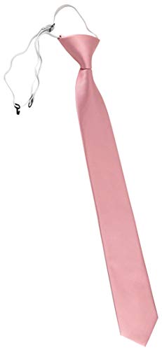 TigerTie Sicherheits Krawatte in rosa altrosa einfarbig Uni Rips - Krawatte vorgebunden mit Gummizug von TigerTie