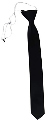 TigerTie Sicherheits Krawatte in schwarz einfarbig Uni Rips - Krawatte vorgebunden mit Gummizug von TigerTie