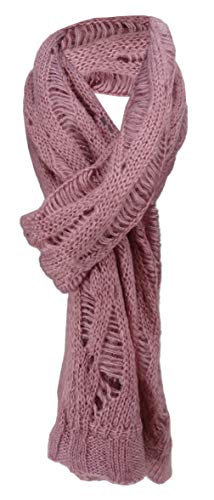 TigerTie Strickschal in rosa dunkelrosa Uni gemustert - Schalgröße 40 x 200 cm von TigerTie