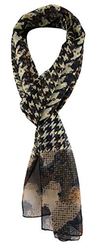 TigerTie Unisex Chiffon Schal in braun beige dunkelbraun schwarz gemustert - Gr. 160 cm x 36 cm von TigerTie