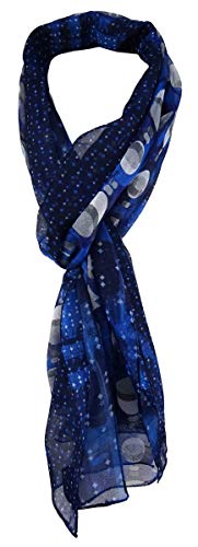 TigerTie Unisex Chiffon Schal in marine royal blau silber anthrazit gemustert - Gr. 160 cm x 36 cm von TigerTie