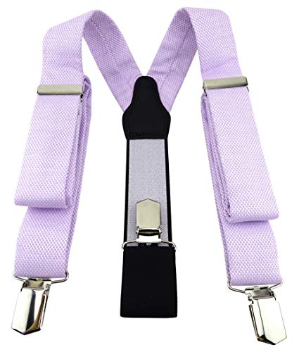 TigerTie Unisex Hosenträger Pique in flieder uni gemustert - Y-Form mit 3 extra starken Clips - verstellbar 82 bis 130 cm von TigerTie