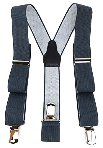 TigerTie Unisex Hosenträger in Y-Form mit 3 extra starken Clips - Farbe in anthrazit einfarbig Uni - hochwertige Verarbeitung - Breite 35 mm von TigerTie