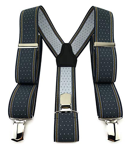 TigerTie Unisex Hosenträger in Y-Form mit 3 extra starken Clips - Farbe in anthrazit grau gold silber gepunktet gestreift - hochwertige Verarbeitung - Breite 35 mm von TigerTie