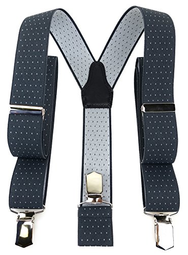 TigerTie Unisex Hosenträger in Y-Form mit 3 extra starken Clips - Farbe in anthrazit grau silber gepunktet - hochwertige Verarbeitung - Breite 35 mm von TigerTie