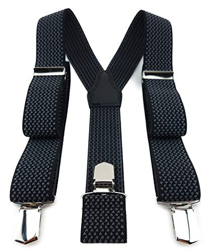 TigerTie Unisex Hosenträger in Y-Form mit 3 extra starken Clips - Farbe in anthrazit schwarz gemustert - hochwertige Verarbeitung - Breite 35 mm von TigerTie