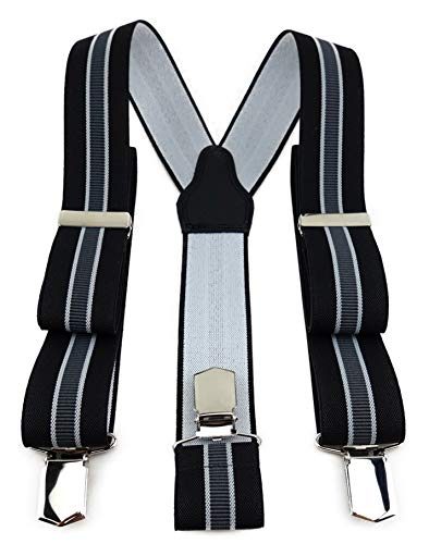 TigerTie Unisex Hosenträger in Y-Form mit 3 extra starken Clips - Farbe in anthrazit schwarz hellgrau gestreift - hochwertige Verarbeitung - Breite 35 mm TigerTie Unisex Hosenträger in Y-Form mit 3 extra starken Clips - Farbe in anthrazit schwarz hellgrau gestreift - hochwertige Verarbeitung - Breite 35 mm von TigerTie