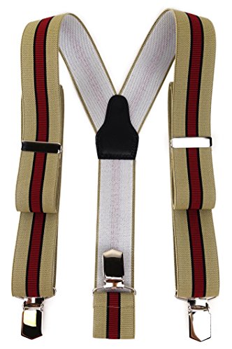 TigerTie Unisex Hosenträger in Y-Form mit 3 extra starken Clips - Farbe in beige schwarz rot gestreift - hochwertige Verarbeitung - Breite 35 mm TigerTie Unisex Hosenträger in Y-Form mit 3 extra starken Clips - Farbe in beige schwarz rot gestreift - hochwertige Verarbeitung - Breite 35 mm von TigerTie