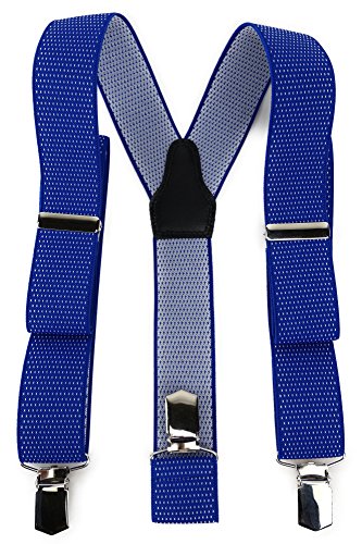 TigerTie Unisex Hosenträger in Y-Form mit 3 extra starken Clips - Farbe in blau royal weiß gepunktet - hochwertige Verarbeitung - Breite 35 mm TigerTie Unisex Hosenträger in Y-Form mit 3 extra starken Clips - Farbe in blau royal weiß gepunktet - hochwertige Verarbeitung - Breite 35 mm von TigerTie