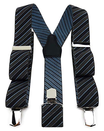 TigerTie Unisex Hosenträger in Y-Form mit 3 extra starken Clips - Farbe in braun schwarz blau gestreift - hochwertige Verarbeitung - Breite 35 mm von TigerTie