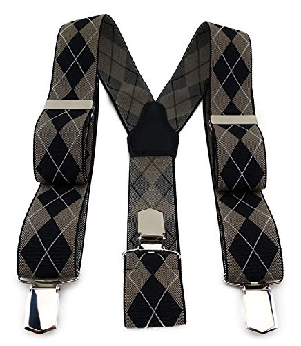 TigerTie Unisex Hosenträger in Y-Form mit 3 extra starken Clips - Farbe in braun schwarz hellbraun mit Karomuster - hochwertige Verarbeitung - Breite 35 mm TigerTie Unisex Hosenträger in Y-Form mit 3 extra starken Clips - Farbe in braun schwarz hellbraun mit Karomuster - hochwertige Verarbeitung - Breite 35 mm von TigerTie