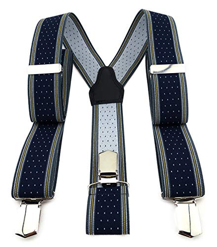 TigerTie Unisex Hosenträger in Y-Form mit 3 extra starken Clips - Farbe in dunkelblau anthrazit gold silber gepunktet gestreift - hochwertige Verarbeitung - Breite 35 mm TigerTie Unisex Hosenträger in Y-Form mit 3 extra starken Clips - Farbe in dunkelblau anthrazit gold silber gepunktet gestreift - hochwertige Verarbeitung - Breite 35 mm von TigerTie