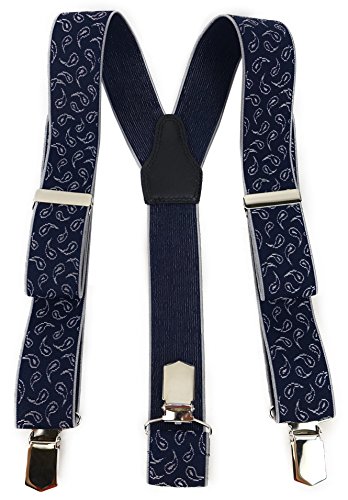 TigerTie Unisex Hosenträger in Y-Form mit 3 extra starken Clips - Farbe in dunkelblau marine silber grau Paisley gemustert - hochwertige Verarbeitung - Breite 35 mm TigerTie Unisex Hosenträger in Y-Form mit 3 extra starken Clips - Farbe in dunkelblau marine silber grau Paisley gemustert - hochwertige Verarbeitung - Breite 35 mm von TigerTie