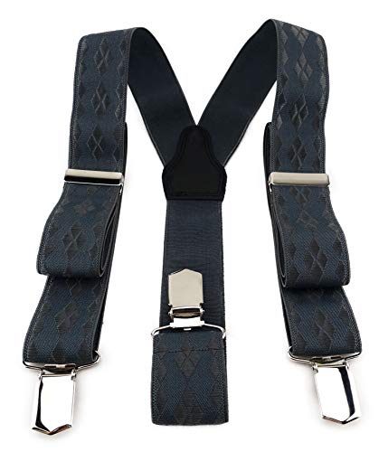 TigerTie Unisex Hosenträger in Y-Form mit 3 extra starken Clips - Farbe in dunkelgrau anthrazit einfarbig gemustert - hochwertige Verarbeitung - Breite 35 mm von TigerTie