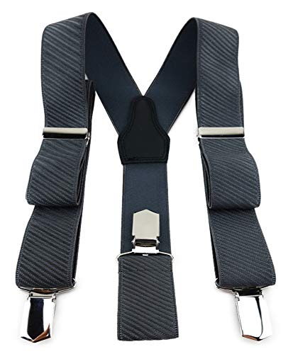 TigerTie Unisex Hosenträger in Y-Form mit 3 extra starken Clips - Farbe in dunkelgrau anthrazit einfarbig gestreift - hochwertige Verarbeitung - Breite 35 mm TigerTie Unisex Hosenträger in Y-Form mit 3 extra starken Clips - Farbe in dunkelgrau anthrazit einfarbig gestreift - hochwertige Verarbeitung - Breite 35 mm von TigerTie