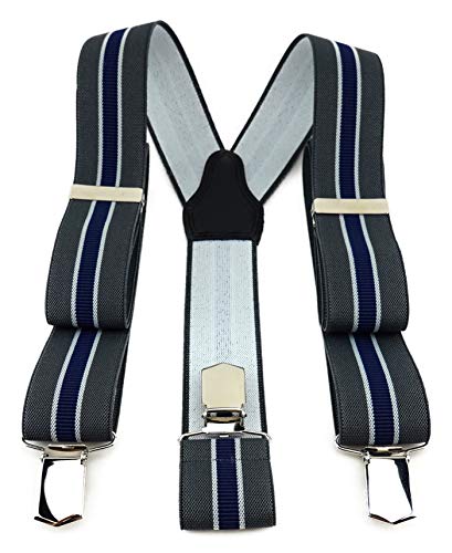 TigerTie Unisex Hosenträger in Y-Form mit 3 extra starken Clips - Farbe in dunkelgrau blau hellgrau gestreift - hochwertige Verarbeitung - Breite 35 mm TigerTie Unisex Hosenträger in Y-Form mit 3 extra starken Clips - Farbe in dunkelgrau blau hellgrau gestreift - hochwertige Verarbeitung - Breite 35 mm von TigerTie