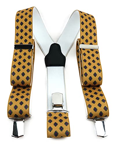TigerTie Unisex Hosenträger in Y-Form mit 3 extra starken Clips - Farbe in gelb blau rot gemustert - hochwertige Verarbeitung - Breite 35 mm TigerTie Unisex Hosenträger in Y-Form mit 3 extra starken Clips - Farbe in gelb blau rot gemustert - hochwertige Verarbeitung - Breite 35 mm von TigerTie