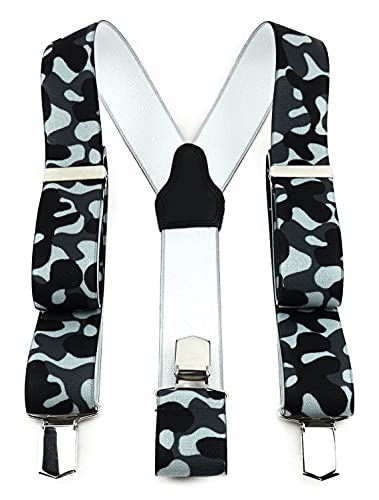 TigerTie Unisex Hosenträger in Y-Form mit 3 extra starken Clips - Farbe in dunkelgrau grau schwarz Camouflage gemustert - hochwertige Verarbeitung - Breite 35 mm TigerTie Unisex Hosenträger in Y-Form mit 3 extra starken Clips - Farbe in dunkelgrau grau schwarz Camouflage gemustert - hochwertige Verarbeitung - Breite 35 mm von TigerTie