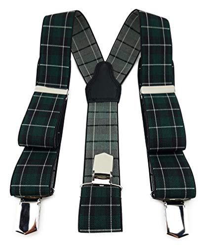 TigerTie Unisex Hosenträger in Y-Form mit 3 extra starken Clips - Farbe in grün creme schwarz kariert - hochwertige Verarbeitung - Breite 35 mm TigerTie Unisex Hosenträger in Y-Form mit 3 extra starken Clips - Farbe in grün creme schwarz kariert - hochwertige Verarbeitung - Breite 35 mm von TigerTie
