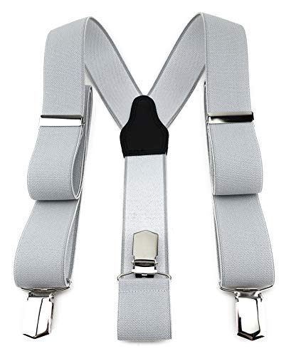 TigerTie Unisex Hosenträger in Y-Form mit 3 extra starken Clips - Farbe in hellgrau einfarbig Uni - hochwertige Verarbeitung - Breite 35 mm TigerTie Unisex Hosenträger in Y-Form mit 3 extra starken Clips - Farbe in hellgrau einfarbig Uni - hochwertige Verarbeitung - Breite 35 mm von TigerTie
