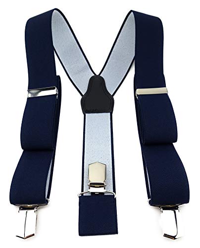 TigerTie Unisex Hosenträger in Y-Form mit 3 extra starken Clips - Farbe in navy schwarzblau einfarbig Uni - hochwertige Verarbeitung - Breite 35 mm von TigerTie