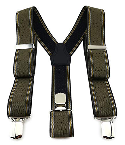 TigerTie Unisex Hosenträger in Y-Form mit 3 extra starken Clips - Farbe in olive dunkelbraun schwarz gold silber gepunktet gestreift - hochwertige Verarbeitung - Breite 35 mm TigerTie Unisex Hosenträger in Y-Form mit 3 extra starken Clips - Farbe in olive dunkelbraun schwarz gold silber gepunktet gestreift - hochwertige Verarbeitung - Breite 35 mm von TigerTie