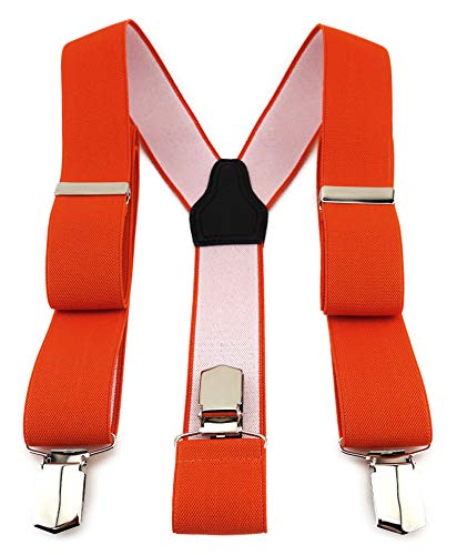 TigerTie Unisex Hosenträger in Y-Form mit 3 extra starken Clips - Farbe in orange einfarbig Uni - hochwertige Verarbeitung - Breite 35 mm von TigerTie