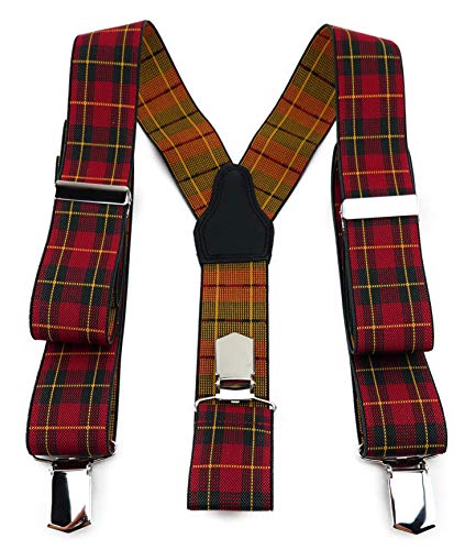 TigerTie Unisex Hosenträger in Y-Form mit 3 extra starken Clips - Farbe in rot gelb schwarz kariert - hochwertige Verarbeitung - Breite 35 mm TigerTie Unisex Hosenträger in Y-Form mit 3 extra starken Clips - Farbe in rot gelb schwarz kariert - hochwertige Verarbeitung - Breite 35 mm von TigerTie
