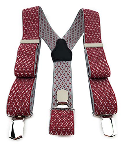 TigerTie Unisex Hosenträger in Y-Form mit 3 extra starken Clips - Farbe in rot silber gemustert - hochwertige Verarbeitung - Breite 35 mm TigerTie Unisex Hosenträger in Y-Form mit 3 extra starken Clips - Farbe in rot silber gemustert - hochwertige Verarbeitung - Breite 35 mm von TigerTie