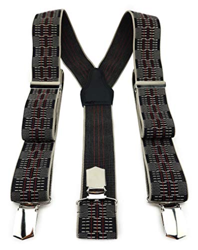 TigerTie Unisex Hosenträger in Y-Form mit 3 extra starken Clips - Farbe in rot silber schwarz gemustert - hochwertige Verarbeitung - Breite 35 mm TigerTie Unisex Hosenträger in Y-Form mit 3 extra starken Clips - Farbe in rot silber schwarz gemustert - hochwertige Verarbeitung - Breite 35 mm von TigerTie