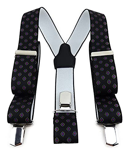 TigerTie Unisex Hosenträger in Y-Form mit 3 extra starken Clips - Farbe in schwarz blau rot gemustert - hochwertige Verarbeitung - Breite 35 mm von TigerTie