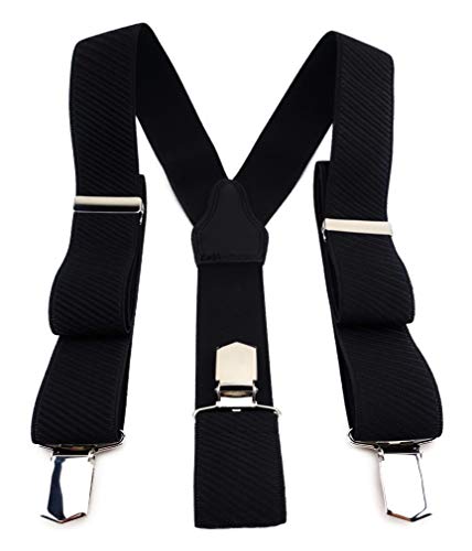 TigerTie Unisex Hosenträger in Y-Form mit 3 extra starken Clips - Farbe in schwarz einfarbig gestreift - hochwertige Verarbeitung - Breite 35 mm TigerTie Unisex Hosenträger in Y-Form mit 3 extra starken Clips - Farbe in schwarz einfarbig gestreift - hochwertige Verarbeitung - Breite 35 mm von TigerTie
