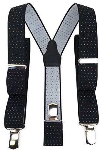 TigerTie Unisex Hosenträger in Y-Form mit 3 extra starken Clips - Farbe in schwarz silber gepunktet - hochwertige Verarbeitung - Breite 35 mm TigerTie Unisex Hosenträger in Y-Form mit 3 extra starken Clips - Farbe in schwarz silber gepunktet - hochwertige Verarbeitung - Breite 35 mm von TigerTie