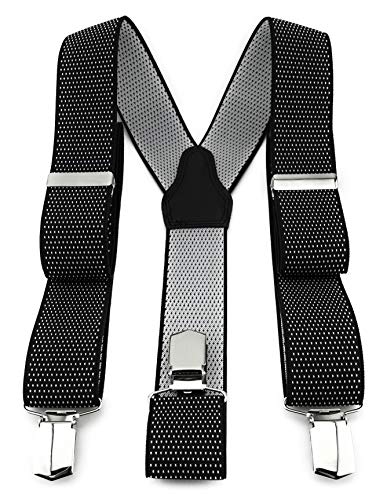 TigerTie Unisex Hosenträger in Y-Form mit 3 extra starken Clips - Farbe in silber schwarz gepunktet - hochwertige Verarbeitung - Breite 35 mm TigerTie Unisex Hosenträger in Y-Form mit 3 extra starken Clips - Farbe in silber schwarz gepunktet - hochwertige Verarbeitung - Breite 35 mm von TigerTie