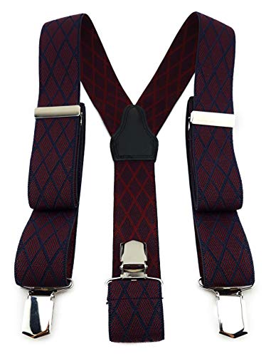TigerTie Unisex Hosenträger in Y-Form mit 3 extra starken Clips - Farbe in weinrot marine kariert - hochwertige Verarbeitung - Breite 35 mm TigerTie Unisex Hosenträger in Y-Form mit 3 extra starken Clips - Farbe in weinrot marine kariert - hochwertige Verarbeitung - Breite 35 mm von TigerTie