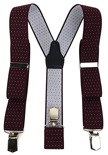TigerTie Unisex Hosenträger in Y-Form mit 3 extra starken Clips - Farbe in weinrot silber gepunktet - hochwertige Verarbeitung - Breite 35 mm TigerTie Unisex Hosenträger in Y-Form mit 3 extra starken Clips - Farbe in weinrot silber gepunktet - hochwertige Verarbeitung - Breite 35 mm von TigerTie