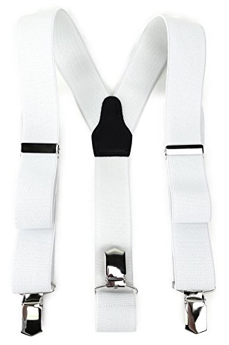 TigerTie Unisex Hosenträger in Y-Form mit 3 extra starken Clips - Farbe in weiß einfarbig Uni - hochwertige Verarbeitung - Breite 35 mm TigerTie Unisex Hosenträger in Y-Form mit 3 extra starken Clips - Farbe in weiß einfarbig Uni - hochwertige Verarbeitung - Breite 35 mm von TigerTie