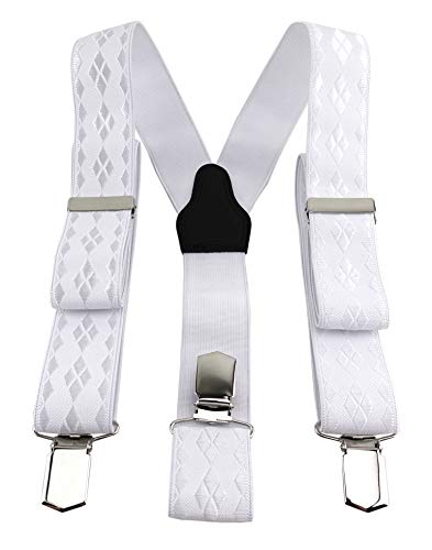 TigerTie Unisex Hosenträger in Y-Form mit 3 extra starken Clips - Farbe in weiss einfarbig gemustert - hochwertige Verarbeitung - Breite 35 mm TigerTie Unisex Hosenträger in Y-Form mit 3 extra starken Clips - Farbe in weiss einfarbig gemustert - hochwertige Verarbeitung - Breite 35 mm von TigerTie