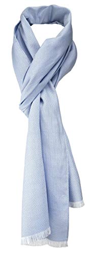 TigerTie Unisex Schal Pique in blau-weiss uni gemustert - Größe 180 x 28 cm von TigerTie