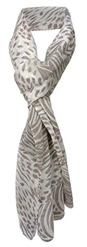 TigerTie Viskose Schal in grau creme weiß gemustert - Gr. 180 x 50 cm - Halstuch von TigerTie