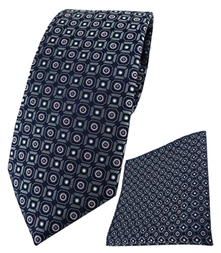 TigerTie XXL Designer Krawatte Designer Einstecktuch in anthrazit rosa silber schwarz gemustert - Überlänge 175 cm x 8,5 cm von TigerTie