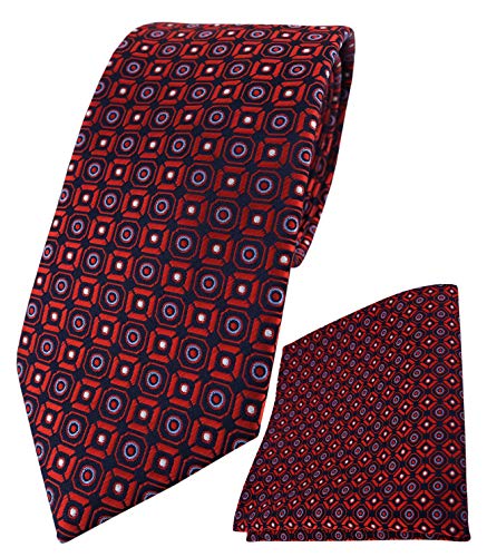 TigerTie XXL Designer Krawatte Designer Einstecktuch in rot blau silber schwarz gemustert - Überlänge 175 cm x 8,5 cm von TigerTie