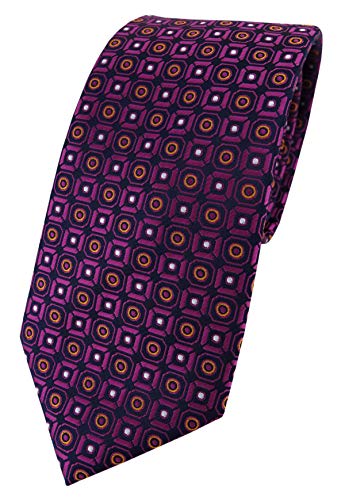 TigerTie XXL Designer Krawatte in magenta orange silber schwarz gemustert - Überlänge 175 cm x 8,5 cm von TigerTie