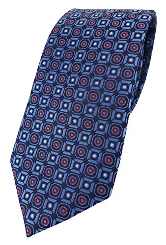 TigerTie XXL Designer Krawatte in marine blau silber rot schwarz gemustert - Überlänge 175 cm x 8,5 cm von TigerTie