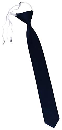 TigerTie XXL Security Sicherheits Krawatte in blau dunkelblau marine einfarbig Uni - Krawatte vorgebunden mit Gummizug von TigerTie