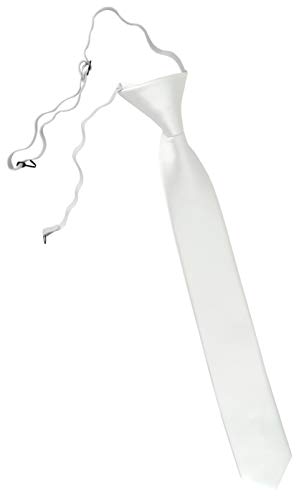 TigerTie XXL Security Sicherheits Krawatte in weiß reinweiß schneeweiß einfarbig Uni - Krawatte vorgebunden mit Gummizug von TigerTie