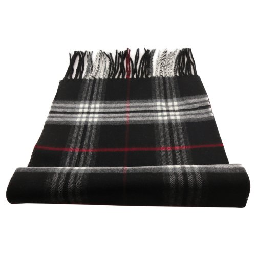 TigerTie - feiner Designer Schal in schwarz grau rot creme anthrazit kariert - Stoff Cashmink - made in Germany von TigerTie