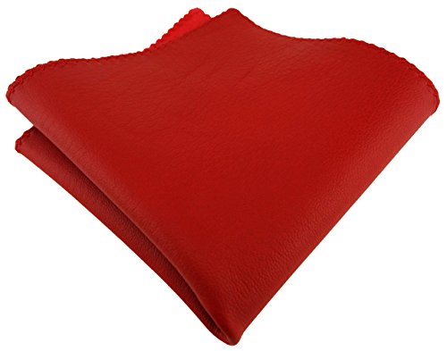 TigerTie feines Ledereinstecktuch in rot einfarbig Uni - Einstecktuch Pochette 100% Lammnappa-Leder von TigerTie