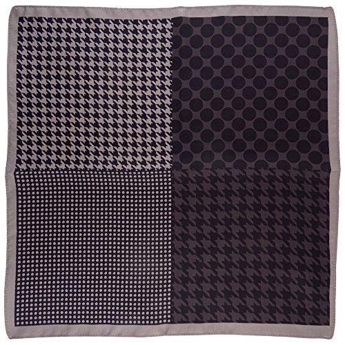 TigerTie feines leichtes Multi Seideneinstecktuch in grau anthrazit schwarz gemustert - Einstecktuch 100% Seide von TigerTie