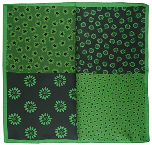 TigerTie feines leichtes Multi Seideneinstecktuch in grün dunkelgrün geblümt - Einstecktuch 100% Seide von TigerTie